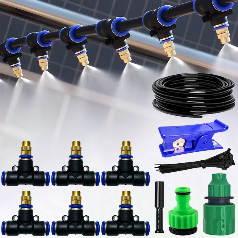 Smart Garden Sprinkler System - Misting Cooling System Kit Brass Nozzles